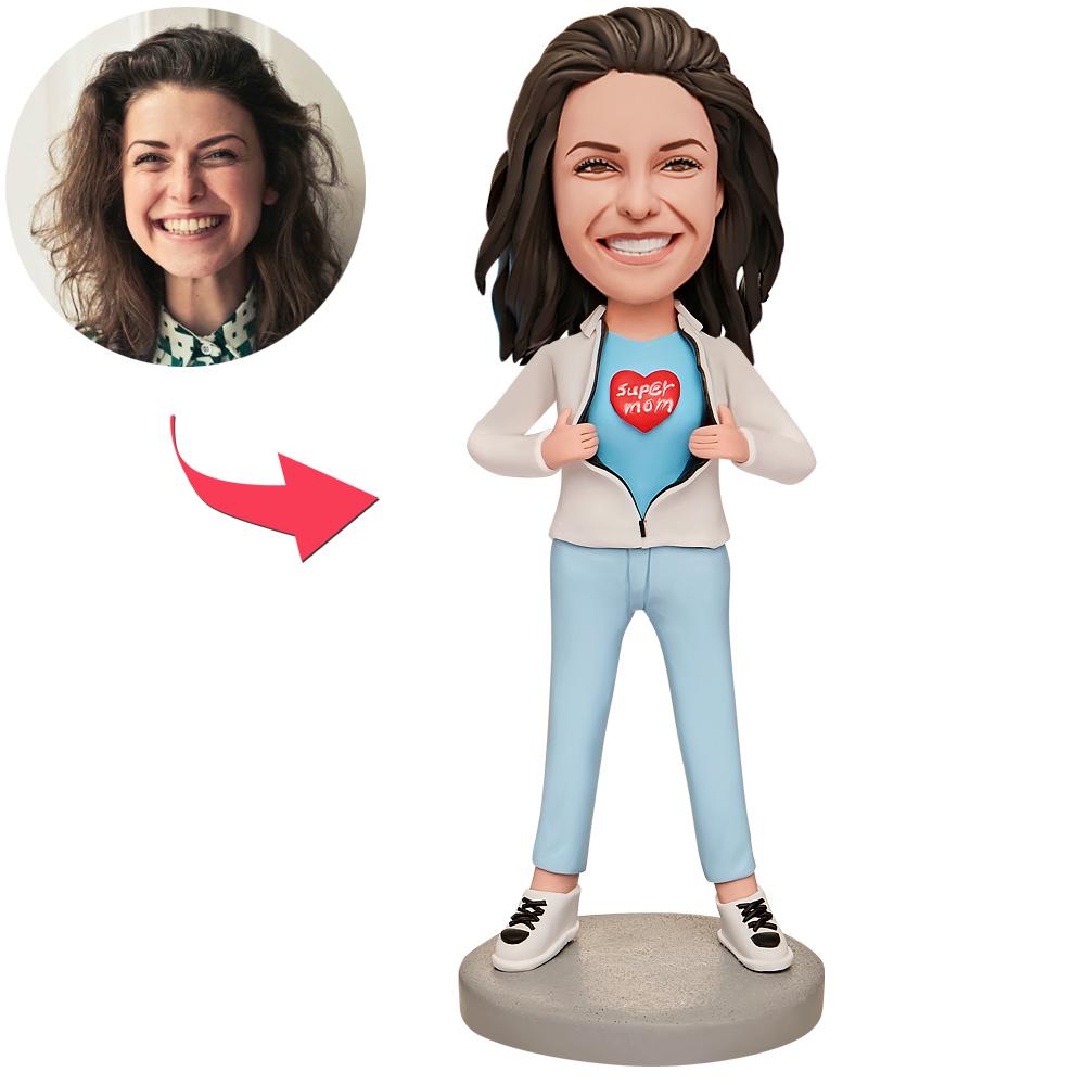 Super Mom in White Coat Custom Bobblehead